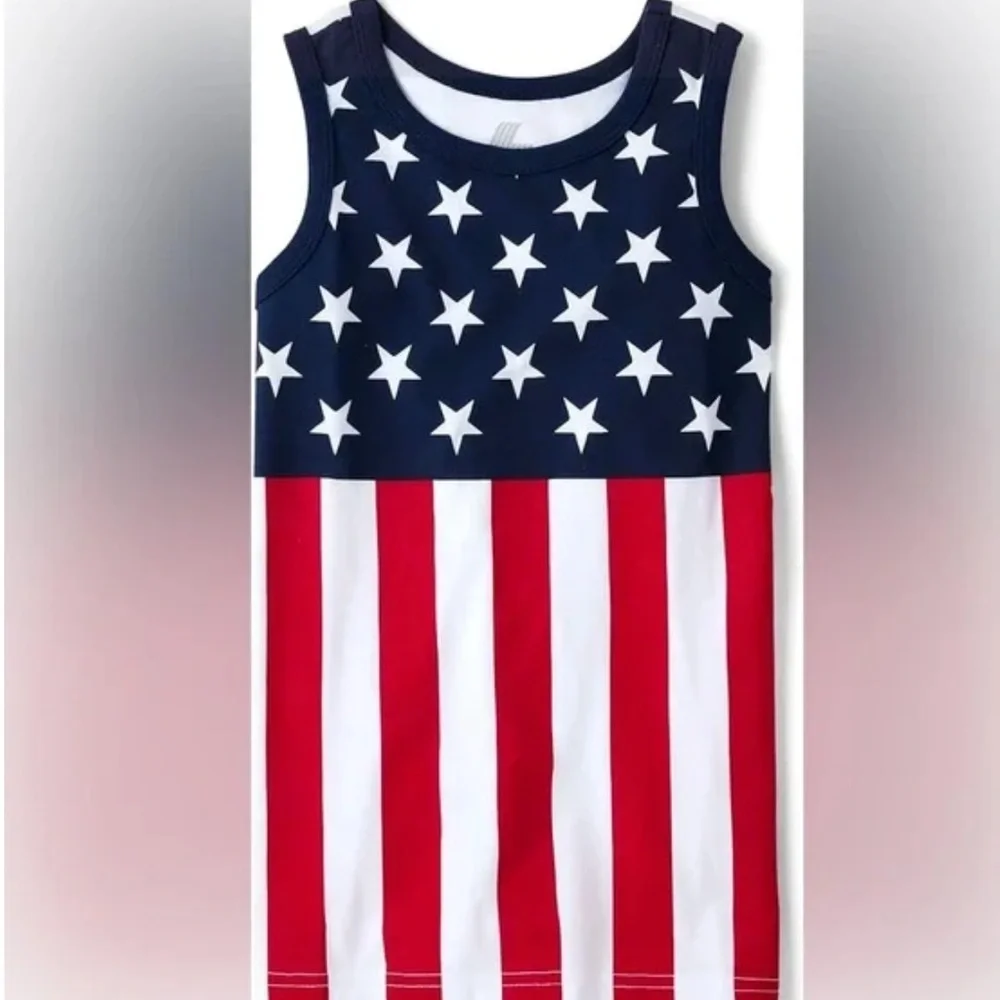 USA Flag Patriotic Stars and Stripes Kids Tank Top